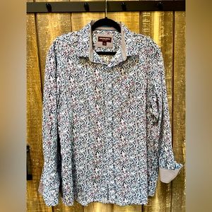 Men's Johnston&Murphy L/S dress shirt - multi-color print- EUC Large